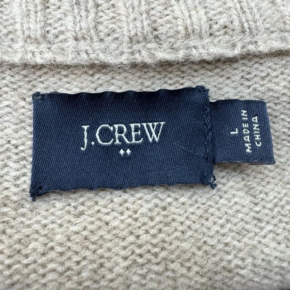 J. Crew Sweater Mens Large 100% Lambs Wool Shawl Collar Fisherman Preppy Neutral